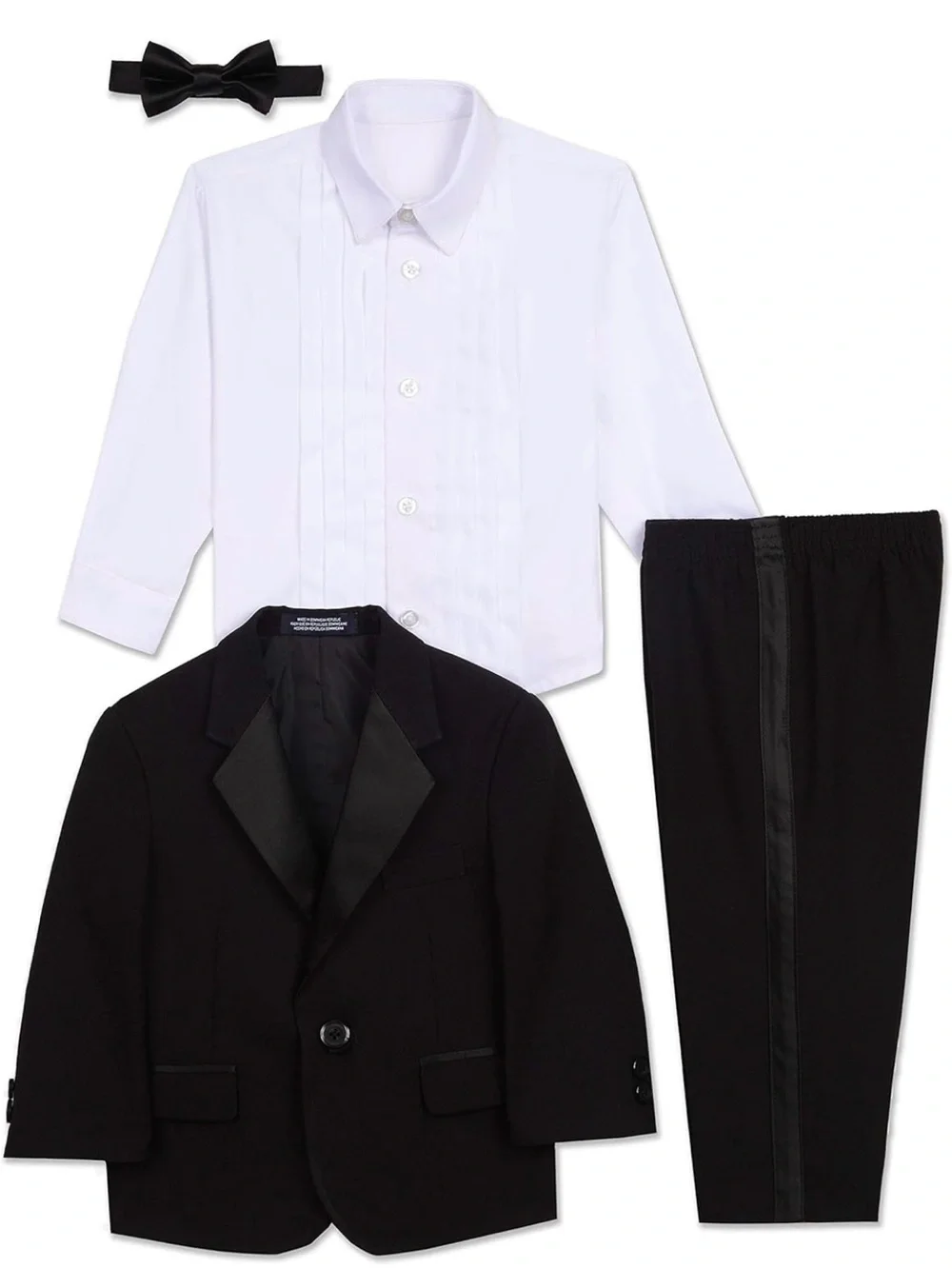 12M Black Tuxedo Jacket & pants, with White Shirt and Bow Tie. Only worn once!
